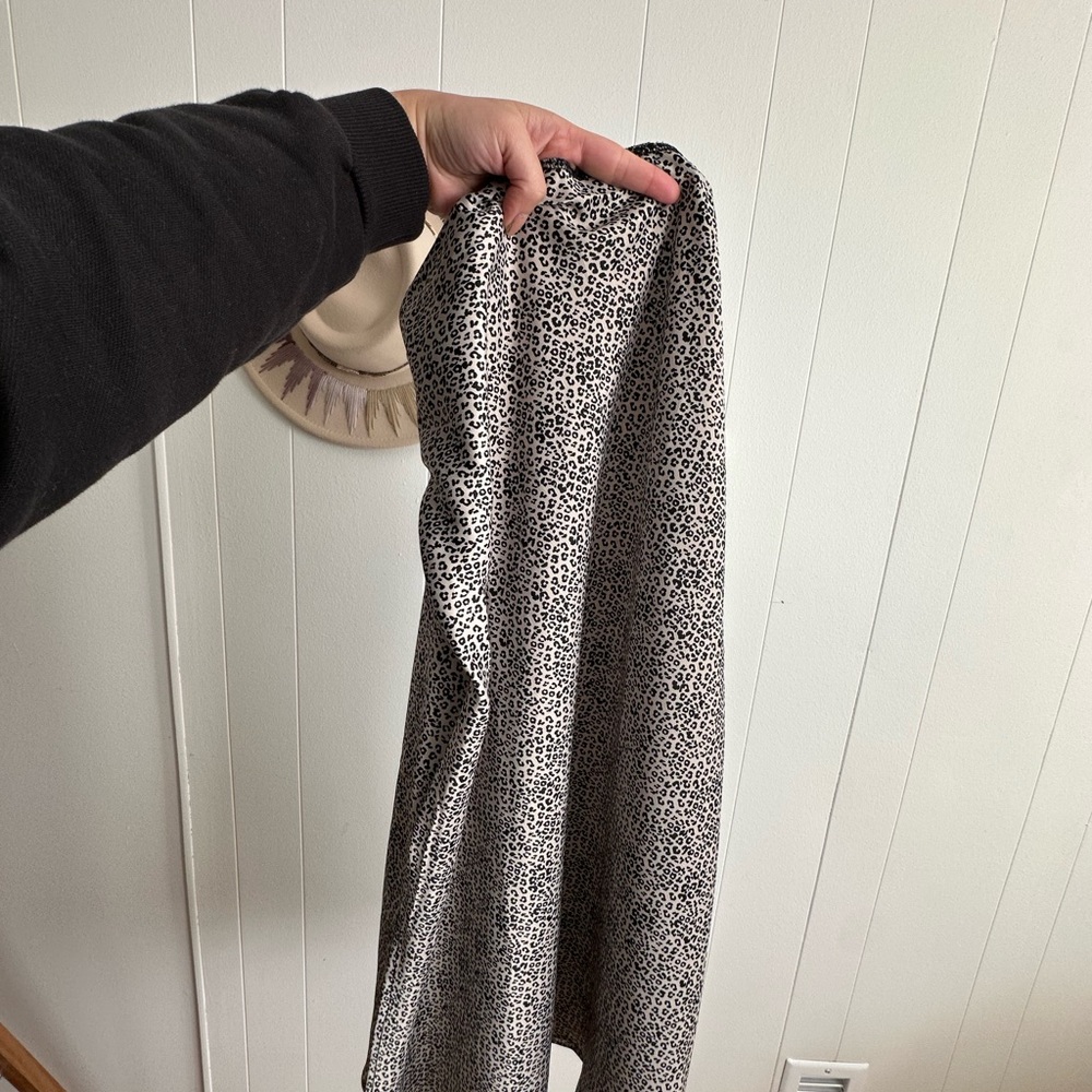 Wayf Black and White Leopard Print Skirt
